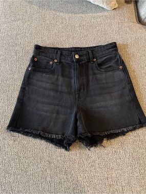 American Eagle Outfitters Black High-Rise Frayed Denim Shorts
